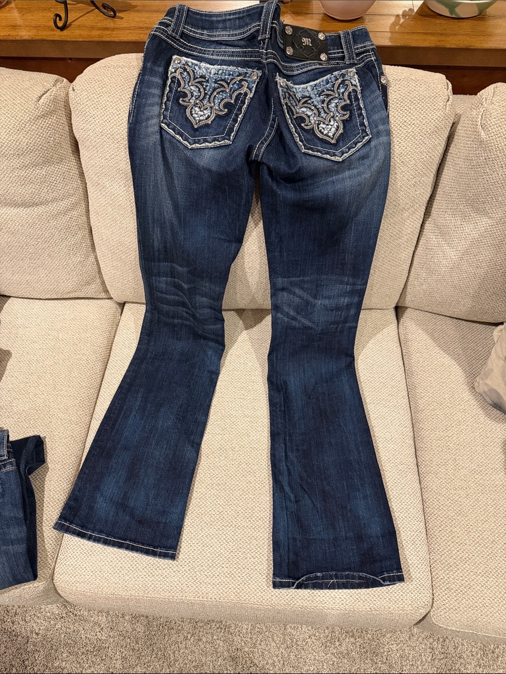 Miss Me Blue Embroidered Pocket Bootcut Jeans - Picture 6 of 6